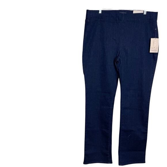 NWT NYDJ Pull On Marilyn Straight Lift X Tuck Rinse Dark Blue Jeans Size 16 - Picture 1 of 11